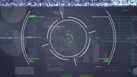 Animation of glitch effect and scope scanning over statistical data processing Stock Footage 329967814