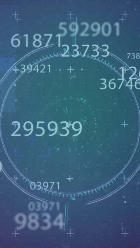 Animation of glitch effect and scope scanning over multiple changing numbers Stock Footage 343779916