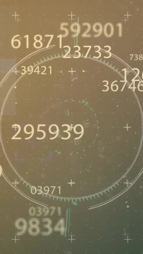 Animation of glitch effect and scope scanning over multiple changing numbers Stock Footage 343779921
