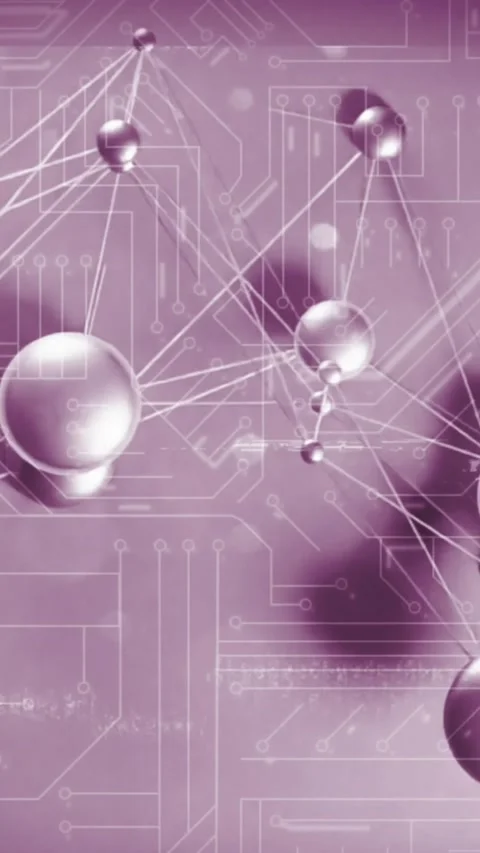 Animation of glitch effect on molecular structures, microprocessor connections 動画素材 343867983