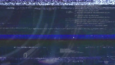 Animation of glitch effect over data processing against blue background Stock Footage 327122657
