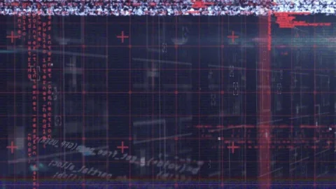 Animation of glitch effect over data processing against blue background Stock Footage 327277482