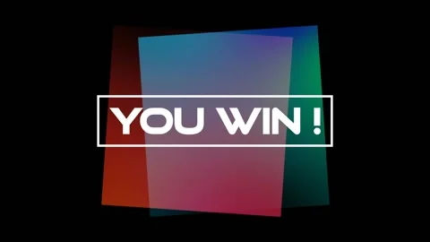 Animation of glitch effect over you win text banner over gradient squared shape Stock Footage 327899412