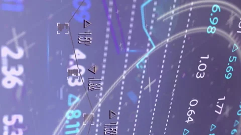 Animation of glitch, financial data and graphs on black background Stock Footage 315218945