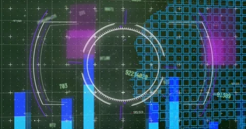 Animation of glitch over data processing in digital space with world map Stock Footage 329508135