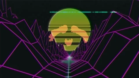 Animation of glitch technique and abstract pattern over sun setting between 3d Stock Footage 330341927