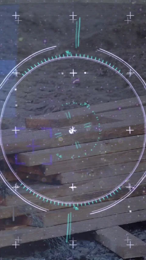 Animation of glitch technique over circles, dna helix, loading bars against Stock Footage 321513248