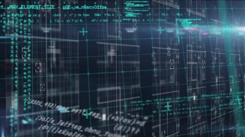 Animation of glitch technique over programming language against abstract Stock Footage 229205784