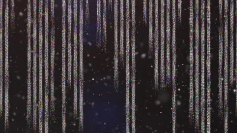 Animation of glitching data processing over bokeh spotlights and white lights on 库存影片 313356131