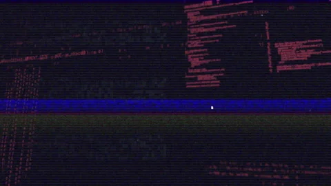 Animation of glitchy digital code with red and blue lines on screen background Stock Footage 303430218