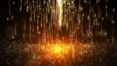 Animation of glittering dust particles and light golden rain particles Stock Footage 310735696