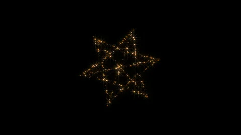 Animation of glittering particles form a Star on black background Stock Footage 171000652