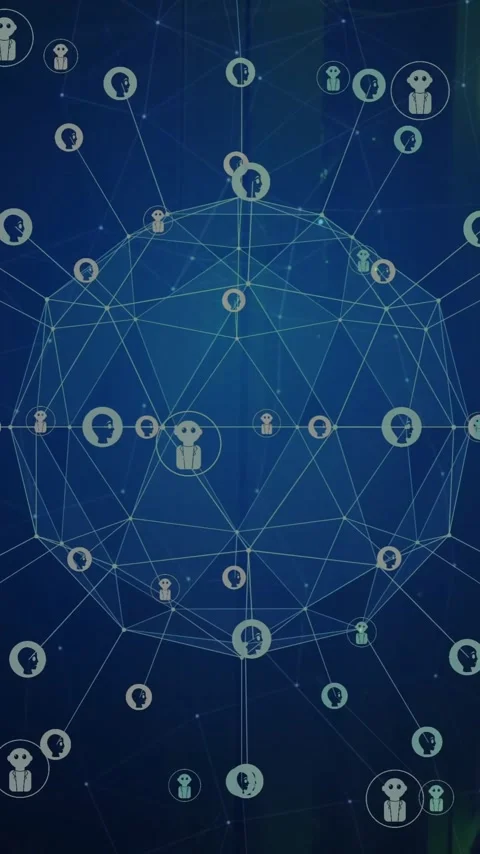 Animation of global network of ai chatbot icons transferring data over dark Stock Footage 342599448