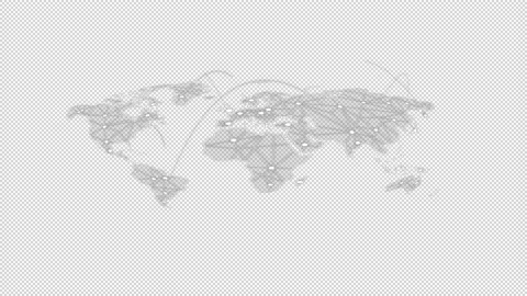 Animation of global networks on the world map. Cartoon Stock Footage 146304217
