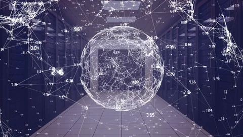 Animation of globe against computer server room Video stock 101016660