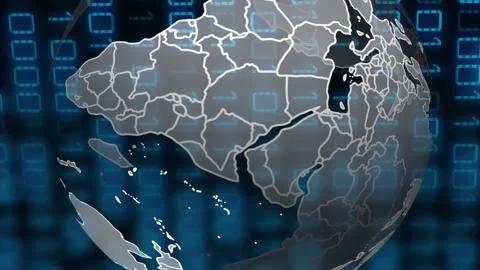Animation of globe and binary code on black background Stock Footage 312363796