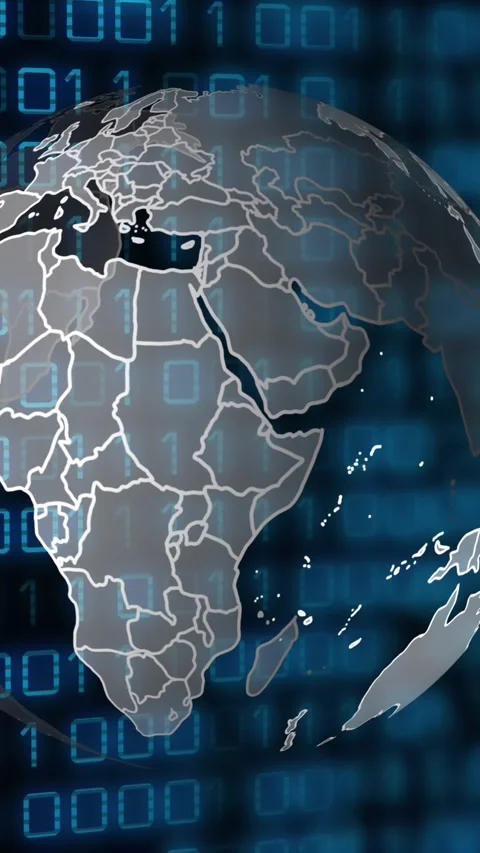 Animation of globe and binary code on black background 動画素材 324021848