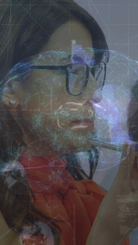 Animation of globe and binary code over business people wearing phone headsets Video stock 343644292