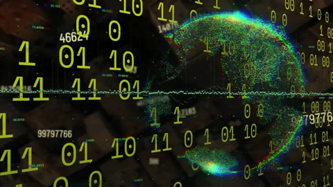 Animation of globe and binary coding 動画素材 260894888