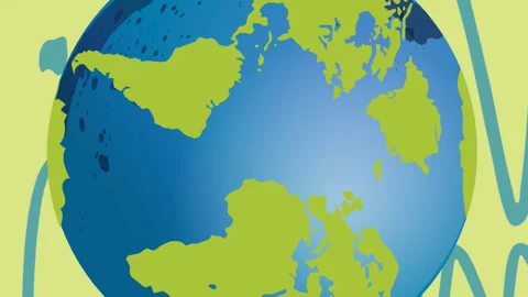 Animation of globe and blue pattern on green background Stock Footage 313395946