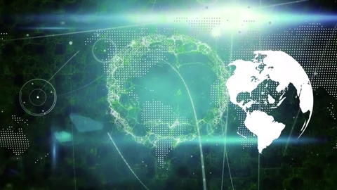 Animation of globe and brain over network of connections and world map Stock Footage 243313642