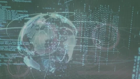 Animation of globe and data processing o... | Stock Video | Pond5