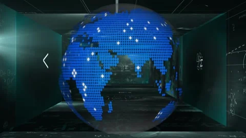 Animation of globe and data processing o... | Stock Video | Pond5