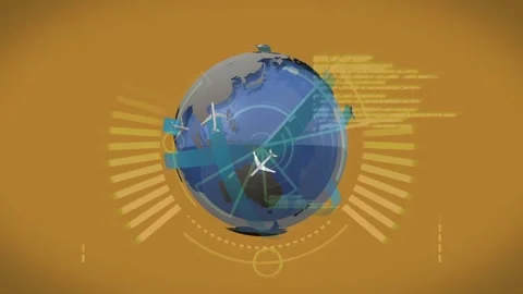 Animation of globe and data processing over orange background Stock Footage 328973956