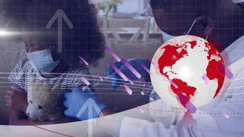 Animation of globe and data processing over computer servers Stock Footage 330344035