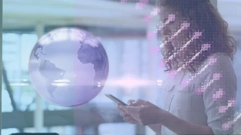 Animation of globe and data processing over business people handshake Stock Footage 330475097