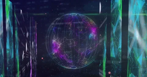 Animation of globe and data processing on black background Stock Footage 330659185