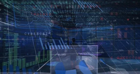 Animation of globe and data processing over legs of sports stadium Stock Footage 330661609