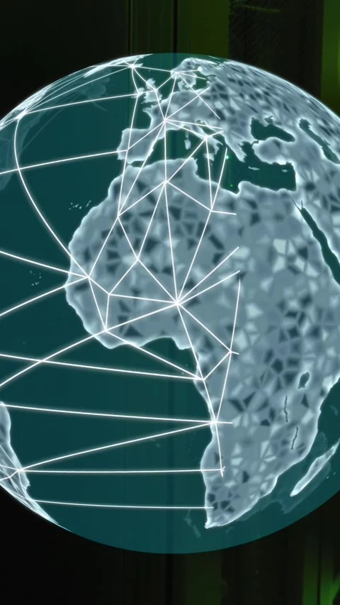 Animation of globe and data processing over computer servers Stock Footage 342595002