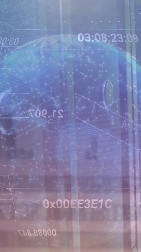 Animation of globe and data processing over computer servers Stock Footage 342613053