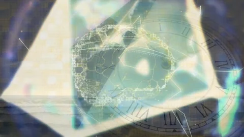 Animation of globe and digital brain over moving clock and sea 스톡 동영상 165315362