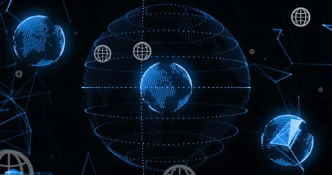 Animation of globe and digital data processing over black background Stock Footage 268070189