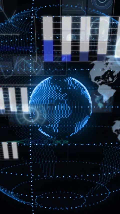Animation of globe and digital data processing over black background Stock Footage 343504507