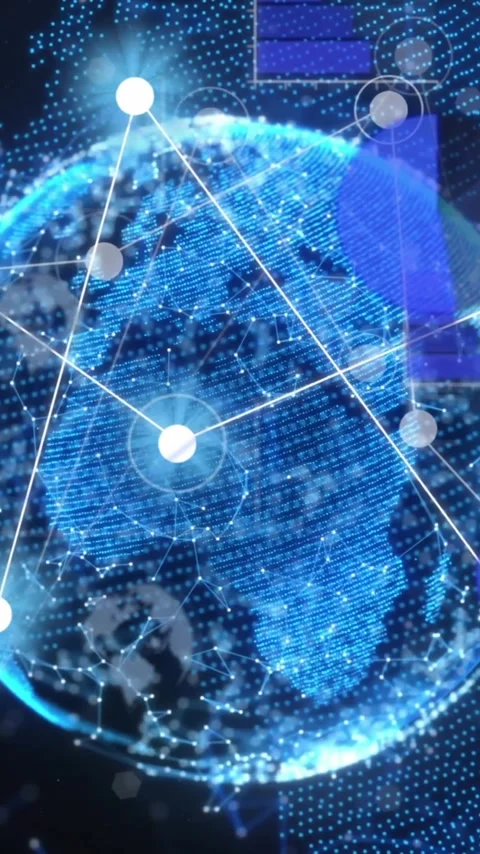 Animation of globe and digital data processing over black background Stock Footage 343504519