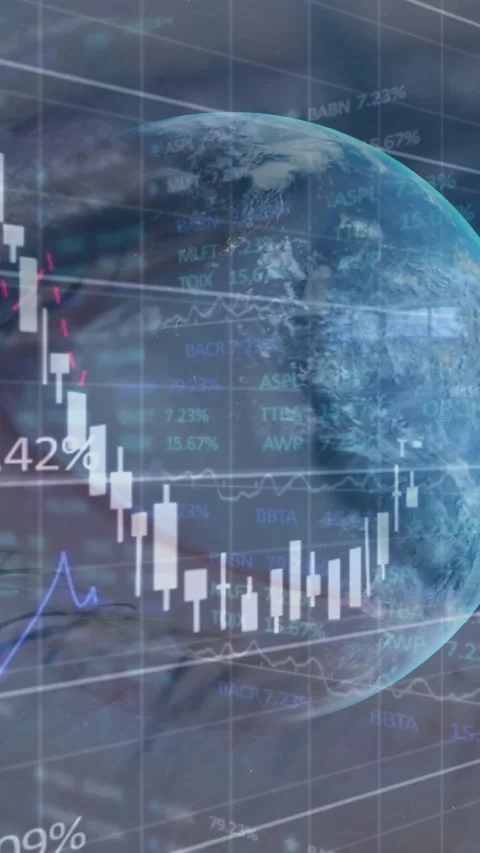 Animation of globe and financial data processing over woman's eye in background Stock Footage 331718139