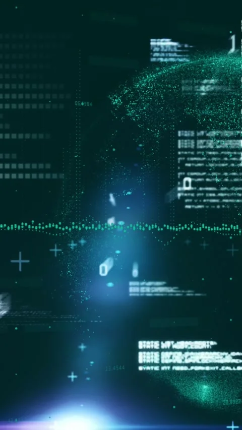 Animation of globe and line moving over computer language and binary codes Stock Footage 342010718