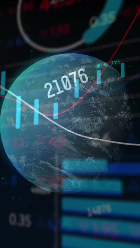 Animation of globe and network of connections with icons over binary coding Stock Footage 321441107