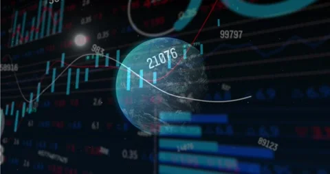 Animation of globe and network of connections with icons over binary coding Stock Footage 330114387