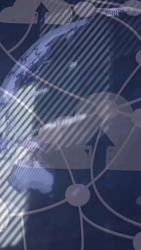 Animation of globe and network of connections over black background Stock Footage 341918308