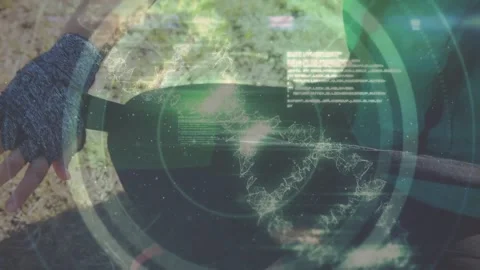 Animation of globe and numbers over caucasian globe Stock Footage 327583161