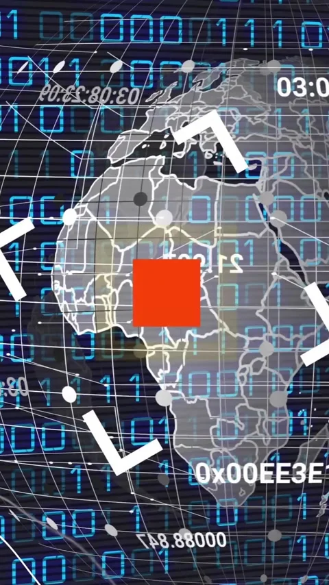 Animation of globe and scanner over data processing and binary coding on black Stock Footage 323341093