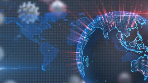 Animation of globe and world map over vi... | Stock Video | Pond5