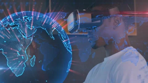 Animation of globe and world map over af... | Stock Video | Pond5