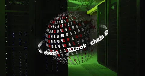 Animation of globe with binary coding and digital data processing over computer Stock Footage 310220986