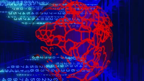 Animation of globe, binary coding and data processing over computer servers Stock Footage 312662788