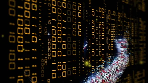 Animation of globe with binary coding and data processing over dark background Stock Footage 312673312